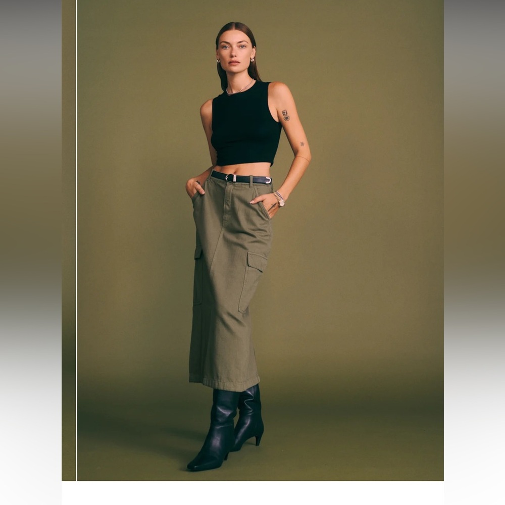 Reformation Khaki Cargo Skirt